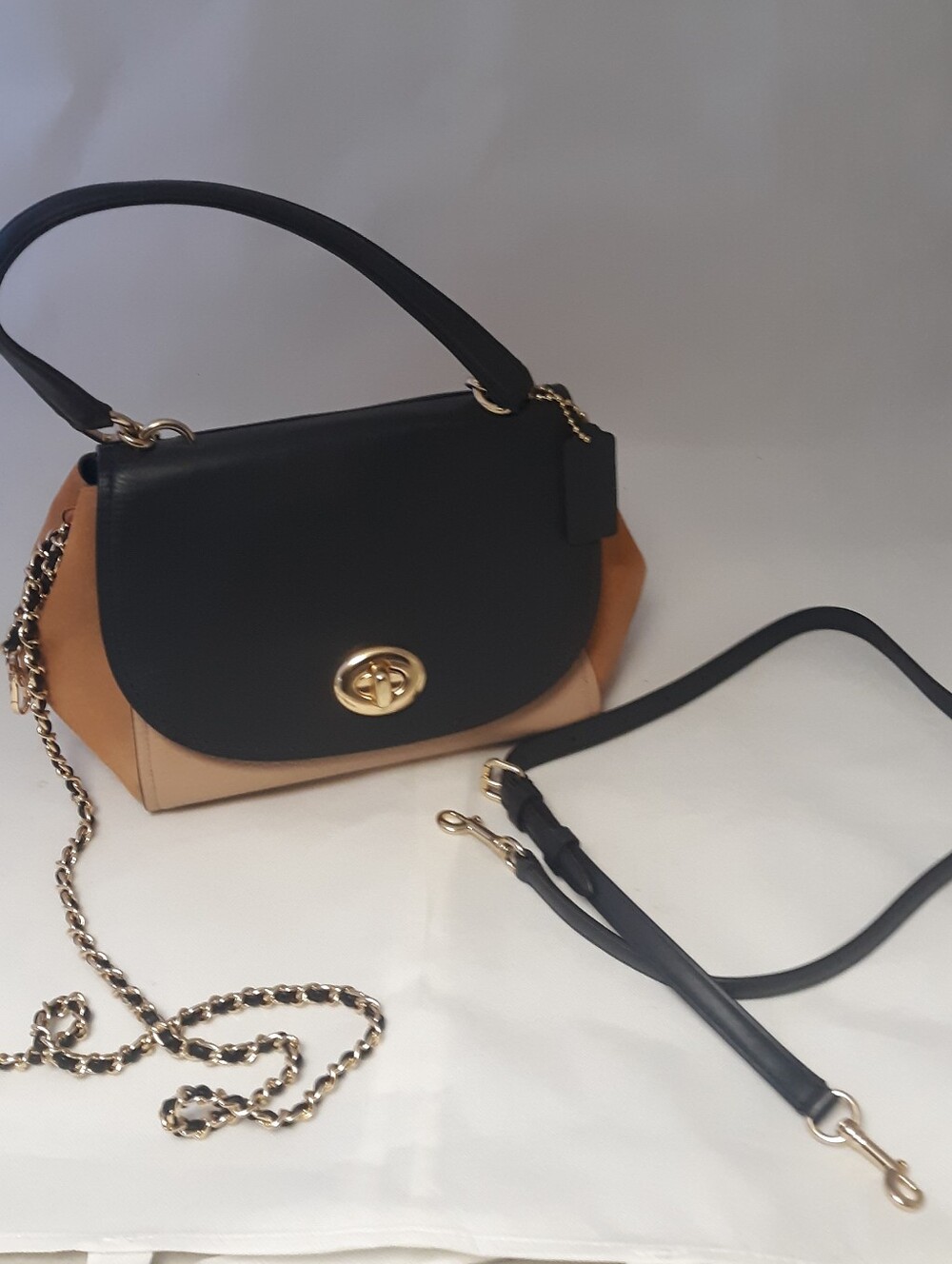 Coach Faye Colorblock Handbag In Sunrise Tone. Multi Straps